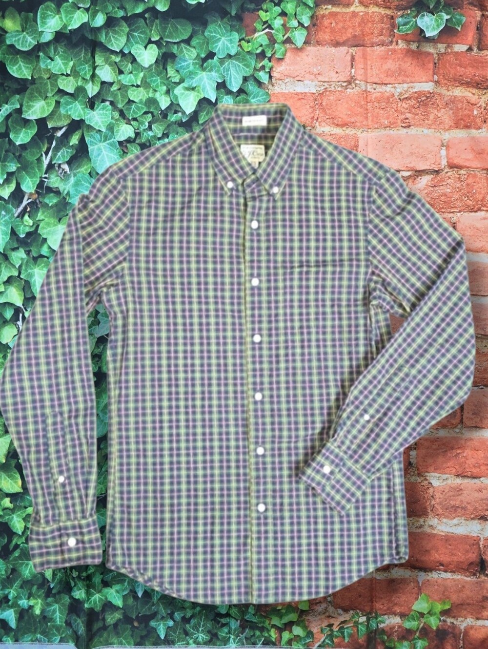 J. Crew | Slim Untucked Fit Cotton Blend Button Down Plaid Casual Mens Shirt